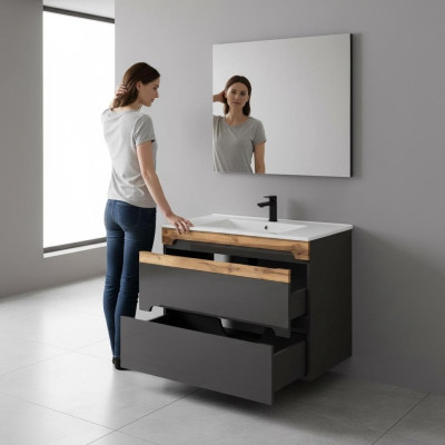 Badmöbel Set 80cm Waschbecken mit Unterschrank Modern Dekorative Waschtisch