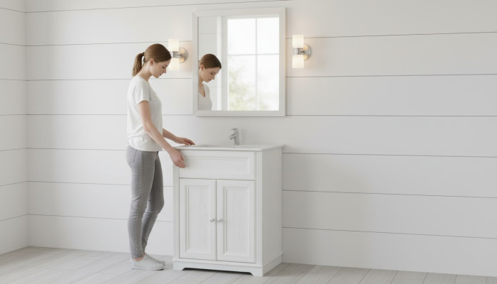 Badmöbel Antik Stil Becken Unterschrank Landhaus Badezimmer 60cm