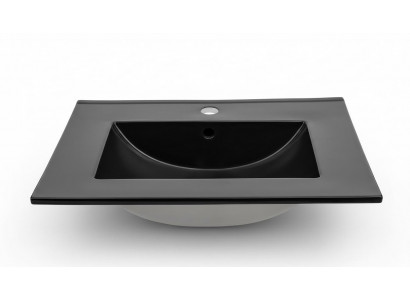 Keramik Waschbecken Waschtisch Einbau Schwarze Platte Design Becken
