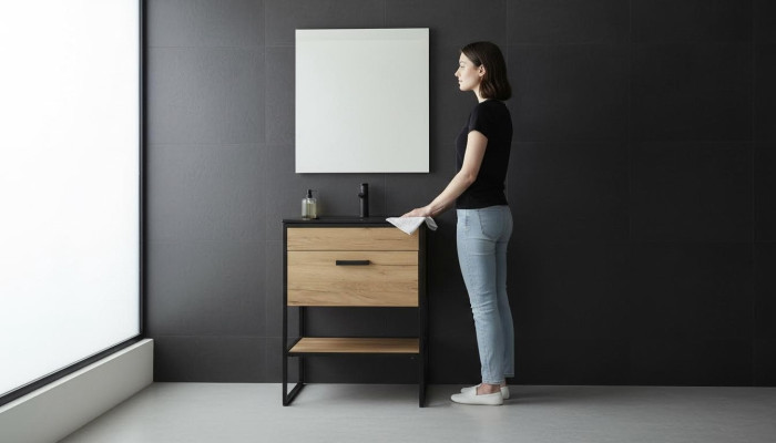Badmöbel Set 60cm Waschbecken mit Unterschrank Waschtisch Loft Stil