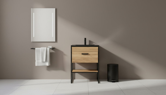 Badmöbel Set 60cm Waschbecken mit Unterschrank Waschtisch Loft Stil