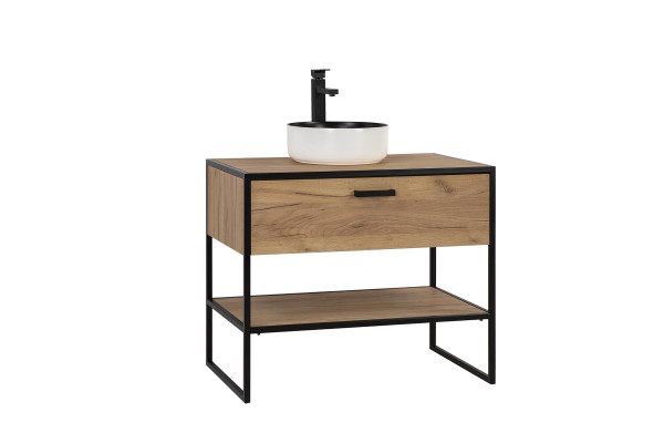 Badmöbel Set 90cm Waschbecken Loft Unterschrank Waschtisch Schublade