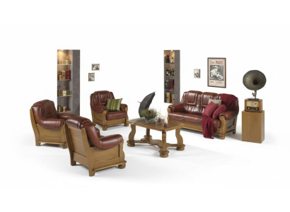 Klassische Garnitur 3+2+2 Sitzer Polster Sofagarnitur Couch Sofa 100% Leder Sofa
