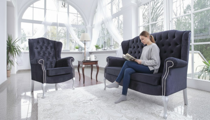 Klassische Chesterfield Sofagarnitur 3+1+1 Sitzer Sofa Couch Polster Samt Neu