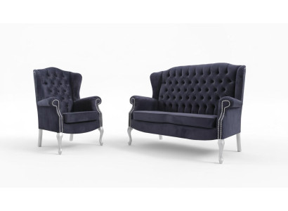 Klassische Chesterfield Sofagarnitur 3+1+1 Sitzer Sofa Couch Polster Samt Neu