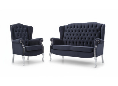 Klassische Chesterfield Sofagarnitur 3+1 Sitzer Sofa Couch Polster Samt