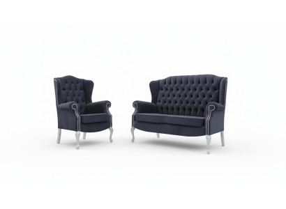 Klassische Chesterfield Sofagarnitur 3+2+2 Sitzer Sofa Couch Polster Samt Neu