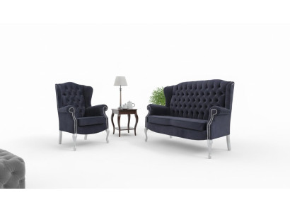 Klassische Chesterfield Zweisitzer 2er Sitzer Sofa Couch Polster Samt Couchen