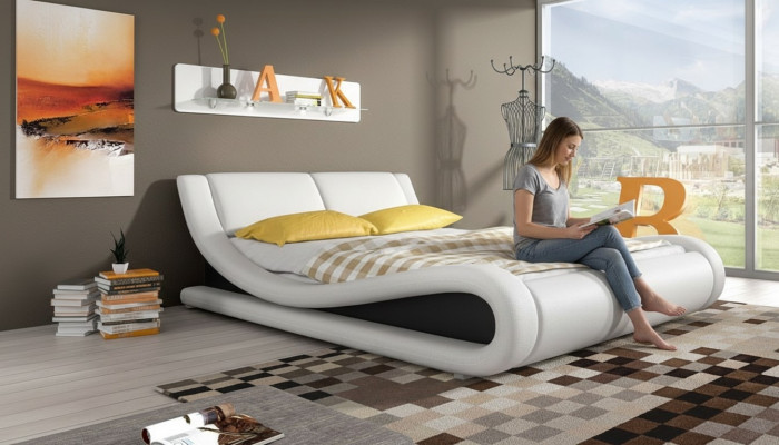 Polsterbett Betten Bett Polster Kunstleder Designer Hotel Doppel Luxus Design