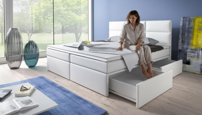 Boxspring Betten Bett Polster Kunstleder Designer Hotel Doppel Luxus Design Neu