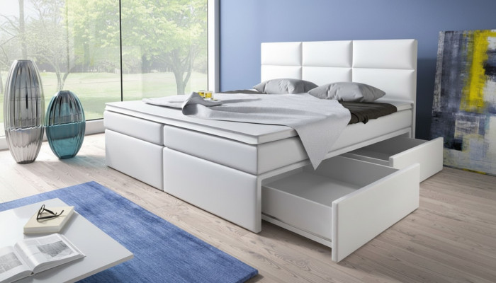 Boxspring Betten Bett Polster Kunstleder Designer Hotel Doppel Luxus Design Neu