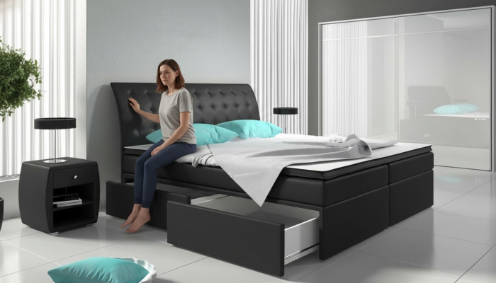 Boxspringbett Betten Bett Polster Kunstleder Designer Hotel Doppel Luxus Design