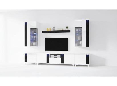 Hochglanz Wohnwand Schrankwand Deko Wohnzimmer Schrank Vitrine Sideboard