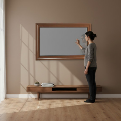 Klassischer Wandspiegel Holzrahmen Spiegel Möbel Neu 103x61cm Glas