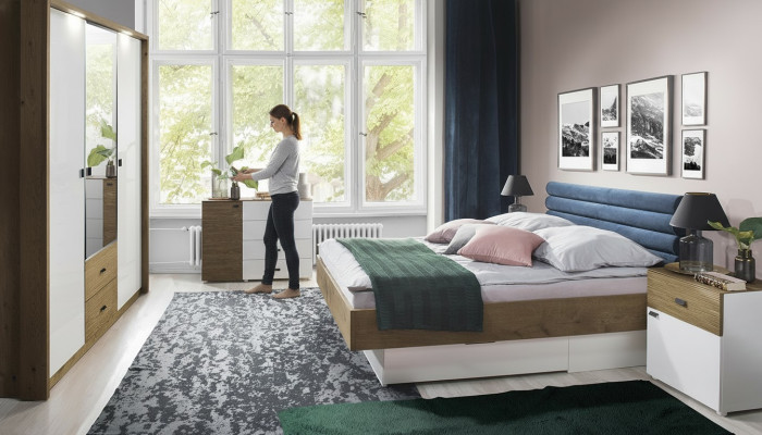 Designer Polsterbett Bett Betten Stoff Holz Luxus Doppelbett Ehebett 180x200cm