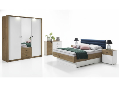 Designer Polsterbett Bett Betten Stoff Holz Luxus Doppelbett Ehebett 180x200cm