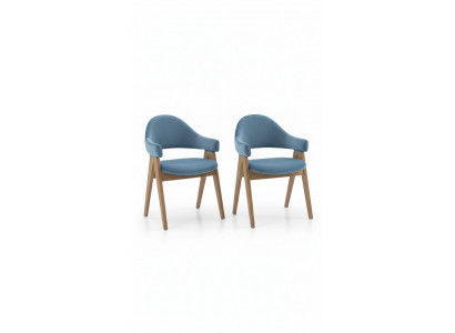 Set 2x Stuh Luxus Design Polster Massiv Holz Stühle Sitz Büro Office Esszimmer