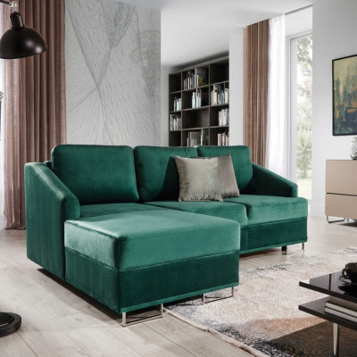 Luxus Ecksofa Couch - Smaragd Grüne Sofa Polster Eckgarnitur Bettfunktion neu
