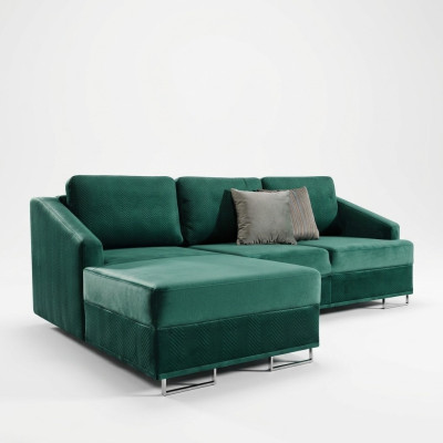 Luxus Ecksofa Couch - Smaragd Grüne Sofa Polster Eckgarnitur Bettfunktion neu