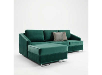 Luxus Ecksofa Couch - Smaragd Grüne Sofa Polster Eckgarnitur Bettfunktion neu