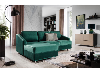 Luxus Ecksofa Couch - Smaragd Grüne Sofa Polster Eckgarnitur Bettfunktion neu