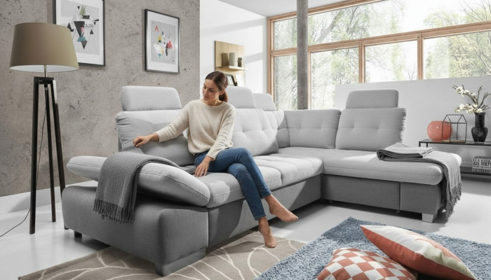 Ecksofa L Form Sofa Wohnlandschaft Garnitur Stoff Sofas Bettunktion Schlaf Couch
