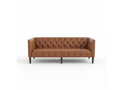 Männer Club Chesterfield Sofa Couch Leder Polster Dreisitzer Braun