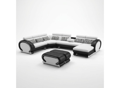 Ledersofa Ecksofa +2x Hocker Garnitur Polster U Form Couch Design