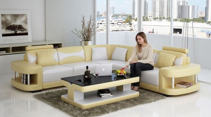 Design Ecksofa Leder Sofa Couch Polster Eck Sitz Wohnlandschaft Garnitur
