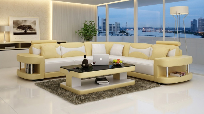 Design Ecksofa Leder Sofa Couch Polster Eck Sitz Wohnlandschaft Garnitur