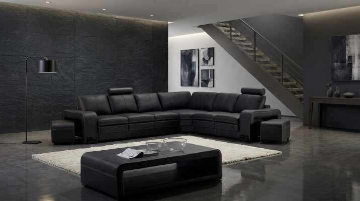 Designer Sofa Couch Ecksofa mit Hocker Polster Garnitur Wohnlandschaft