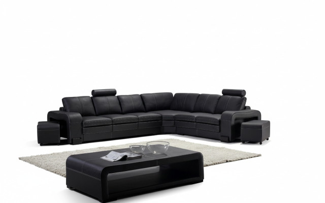 Designer Sofa Couch Ecksofa mit Hocker Polster Garnitur Wohnlandschaft
