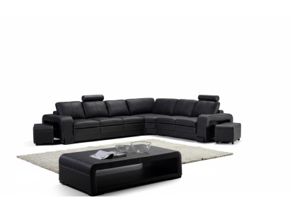 Designer Sofa Couch Ecksofa mit Hocker Polster Garnitur Wohnlandschaft