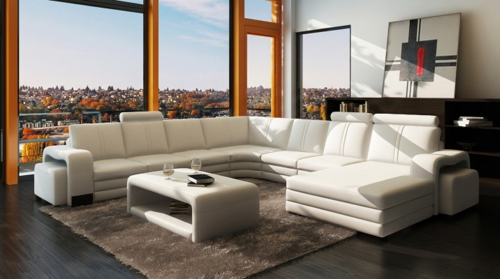 Wohnzimmer Sitz Garnitur Sofa Polster Set Wohnlandschaft Sofa + 2x Hocker