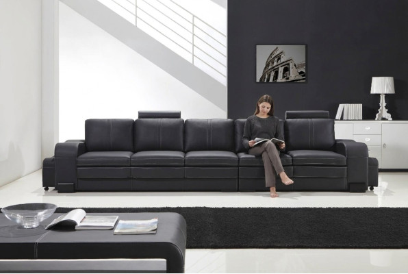 Design Polster Luxus Sitz Sofa Couch Leder Textil Sofa 5 Sitzer Fünfsitzer xlmoebel