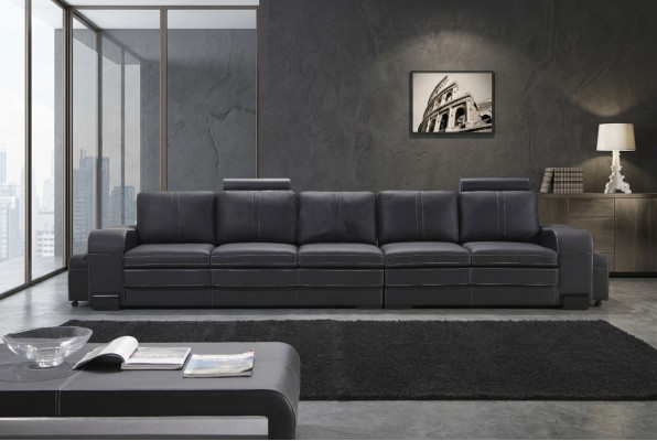 Design Polster Luxus Sitz Sofa Couch Leder Textil Sofa 5 Sitzer Fünfsitzer xlmoebel