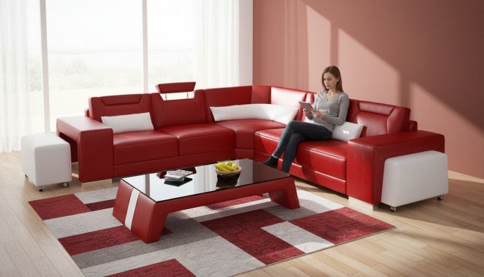 Leder Modern Couch Wohnlandschaft Ledersofa Sofagarnitur Sofa L Form Couchtisch