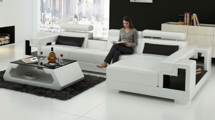 L Form Sofa Couch Polster Garnitur Wohnlandschaft Design Ecksofa Leder