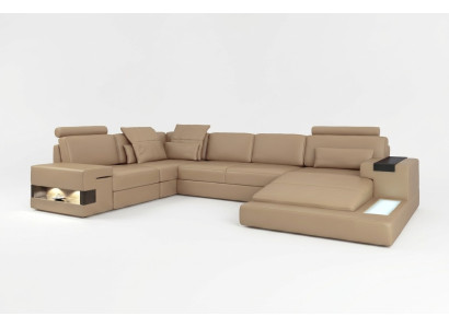 U Form Sofa Couch Polster Garnitur Wohnlandschaft Ecksofa Design Leder