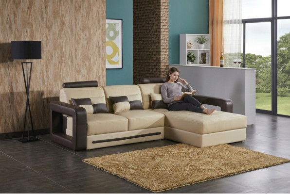 Ecksofa L Form Sofa Couch Polster Garnitur Wohnlandschaft Ledersofa