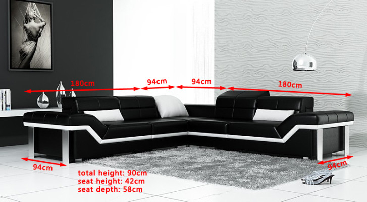 Ledersofa L-Form Couch Wohnlandschaft Ecksofa Garnitur Design Dekor Modern