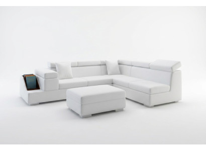 Ecksofa L Form Sofa Couch Polster Sofas Wohnlandschaft Ledersofa Hocker