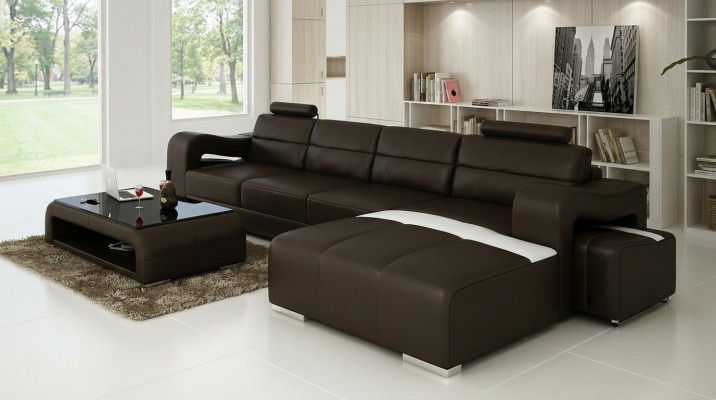 Couch Polster Garnitur Wohnlandschaft Design Ecksofa Leder Neu L Form