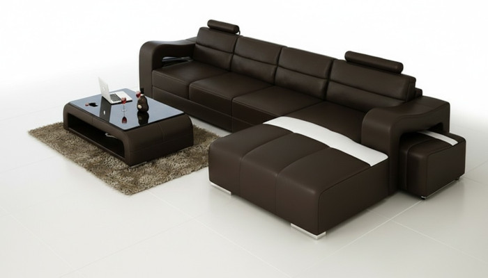 Couch Polster Garnitur Wohnlandschaft Design Ecksofa Leder Neu L Form