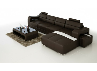 Couch Polster Garnitur Wohnlandschaft Design Ecksofa Leder Neu L Form