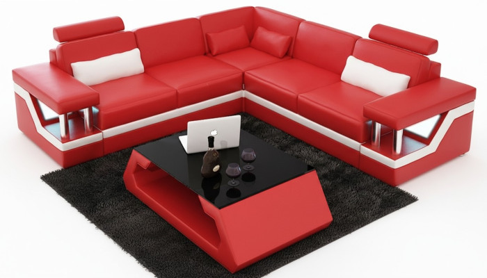 Couch Ecksofa Leder Wohnlandschaft Garnitur Design Modern Sofa L-Form