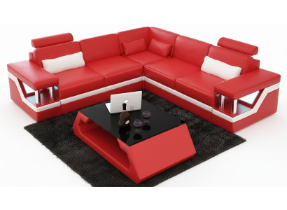 Couch Ecksofa Leder Wohnlandschaft Garnitur Design Modern Sofa L-Form