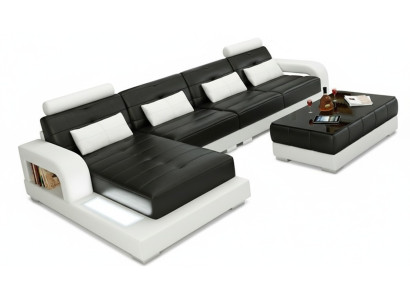 Möbel Ecksofa Leder Sofa Couch Polster Eck Sitz Wohnlandschaft Garnitur