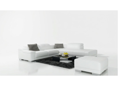 Designer Sofa Garnitur Couch Ecksofa mit Hocker Wohnlandschaft Polster