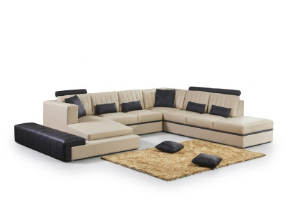 Leder Modern Couch Wohnlandschaft Ledersofa Sofagarnitur Sofa U-Form